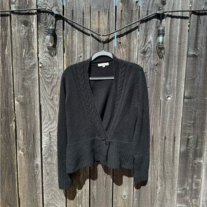Beth Bowley 100% Cashmere Black Button Front V Neck Cardigan Jacket size Large